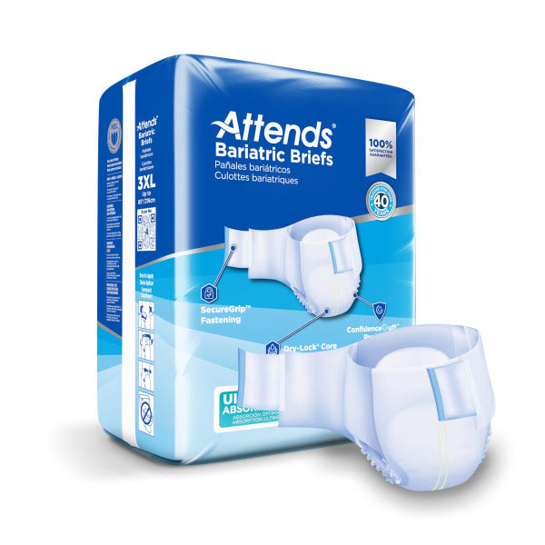Attends Bariatric Brief, Ultimate Absorbency, 3X-Large, 70" - 85"
