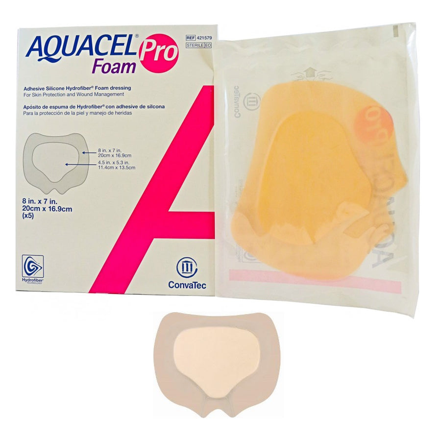 ConvaTec Aquacel Foam Pro Adhesive Dressing, Sacral, 8" x 6-3/4"