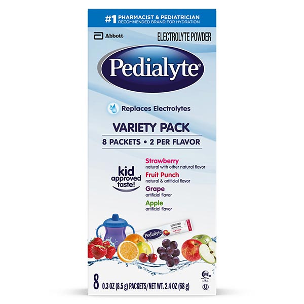 Pedialyte Powder Pack 4 Flavor Variety 0.3 oz Stick, 8 oz, Retail