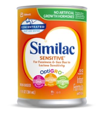 Abbott Nutrition Similac Sensitive Concentrated Liquid 384mL Can, Palm Olein-free, Low Osmolality