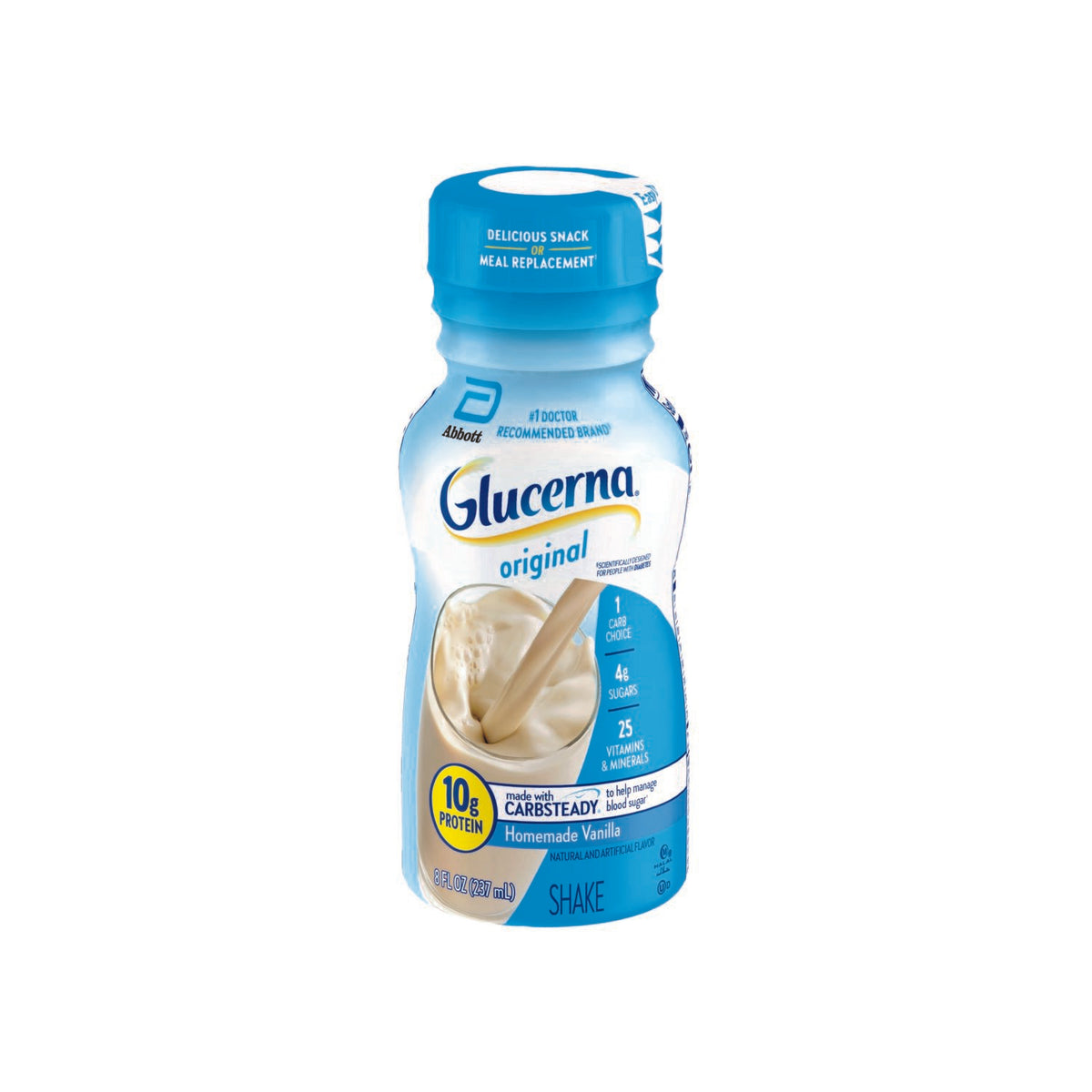 Glucerna Shake Ready-to-Drink Homemade Vanilla with Carb Steady 237mL Bottle, Gluten-free