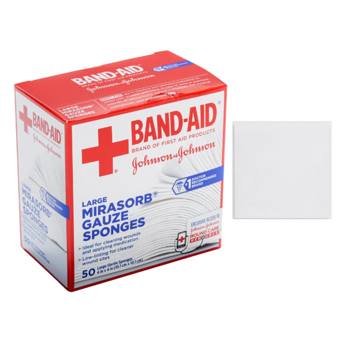 Johnson & Johnson Band-Aid NoMirasorb First Aid Gauze, 4'' x 4''