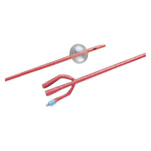 Bardex I.C. Infection Control 3-Way Specialty Foley Catheter, Red, Coude, 18Fr, 30cc Balloon Capacity, Red, Coude Tip