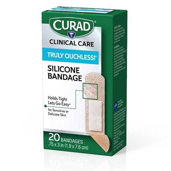 CURAD Silicone Flexible Fabric Bandages, 0.75" x 3", 20/BX