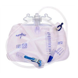 Medline Industries Drainage Bag with Antireflux Tower, Drainage Port with Metal Clamp 2000mL