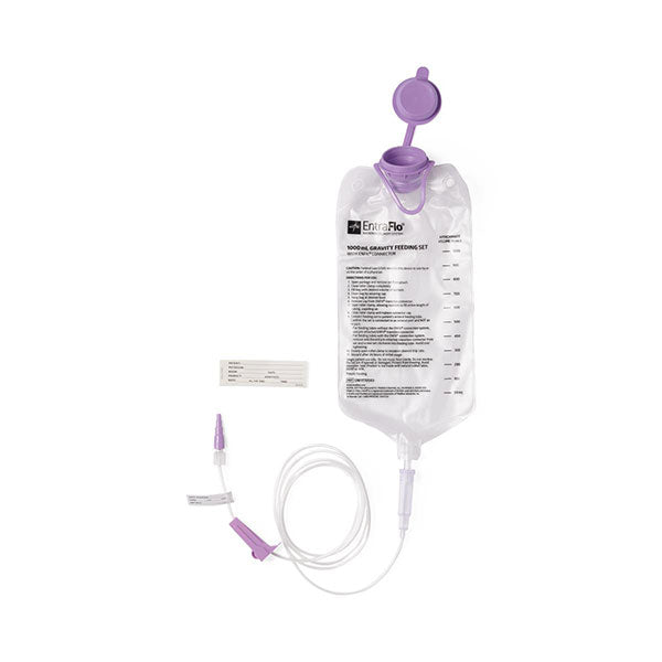 Medline EntraFlo Gravity Feeding Set, with Preattached ENFit Connector, 1000mL Bag