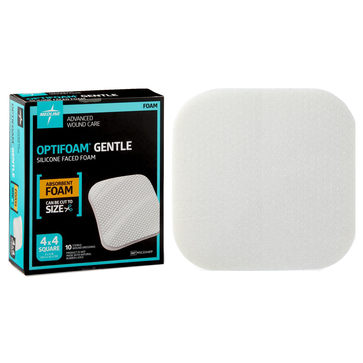 Medline Optifoam Gentle Silicone-Faced Foam Dressing, 4" x 4"