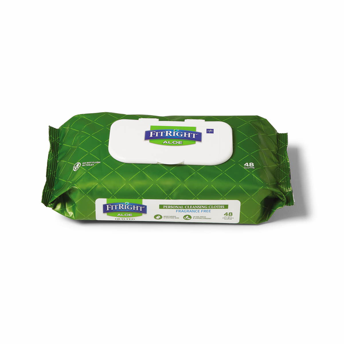 FitRight Aloe Quilted Cleansing Wipes, 8" x 12"