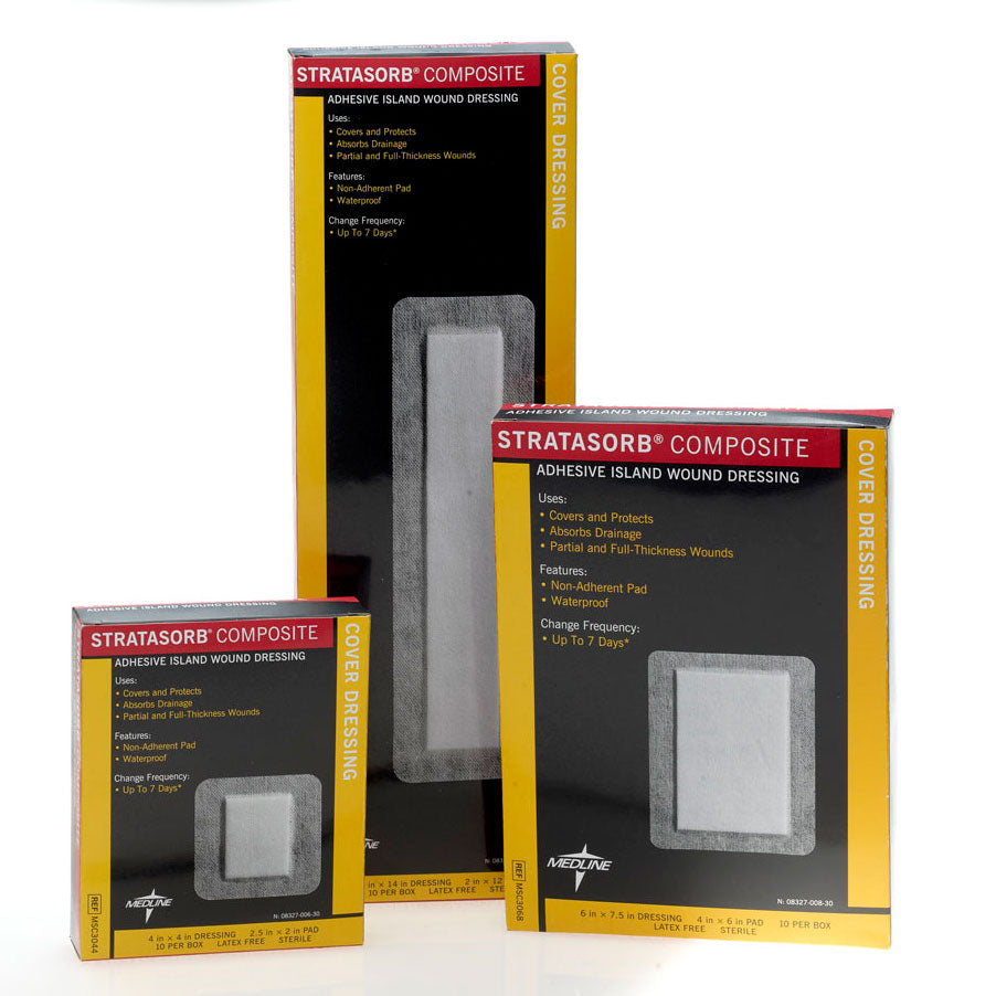 Medline Stratasorb Composite Island Dressing, 4" x 14"