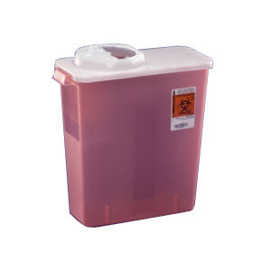 Monoject Chimney-Top Sharps Container 4 Quart, Small, Autoclavable, 10-14/25" L X 6-3/4" W X 7-2/25" H