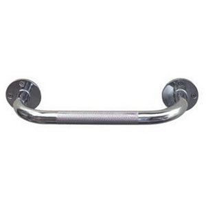 HealthSmart Steel Knurled Grab Bar 12", Extends 4-5/8" From Wall, Bar Diameter Measures 1"