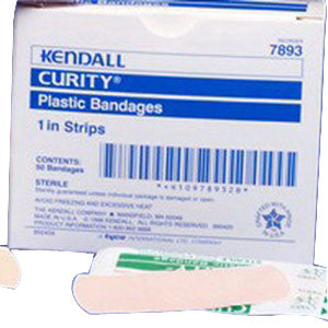 Curity Plastic Bandage 3/4" x 3" with 3/4" x 7/8" Pad, Perforated Vinyl Film