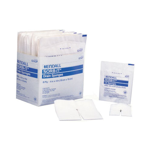 Curity Sterile I.V. Sponge 2" x 2", 6 ply, 2S, Pre-Cut Notch, Lint-Free