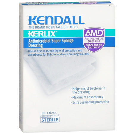 Cardinal Health Kerlix AMD Antimicrobial Island Dressing Super Sponge, Medium, 5's, 6" x 6.75" Square