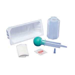 Kendall Bulb Syringe Irrigation Tray 1200cc, 60cc Bulb Syringe, Lidded Sterile