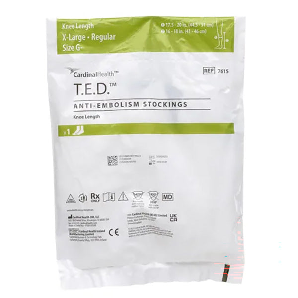 T.E.D. Anti-Embolism Compression Stocking, Knee Length, Open Toe, White, X-Large, Regular