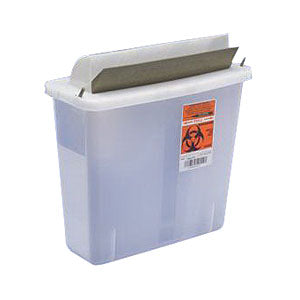 Kendall In-Room Sharps Container with Mailbox-Style Lid, 5 Quart, Transparent Red