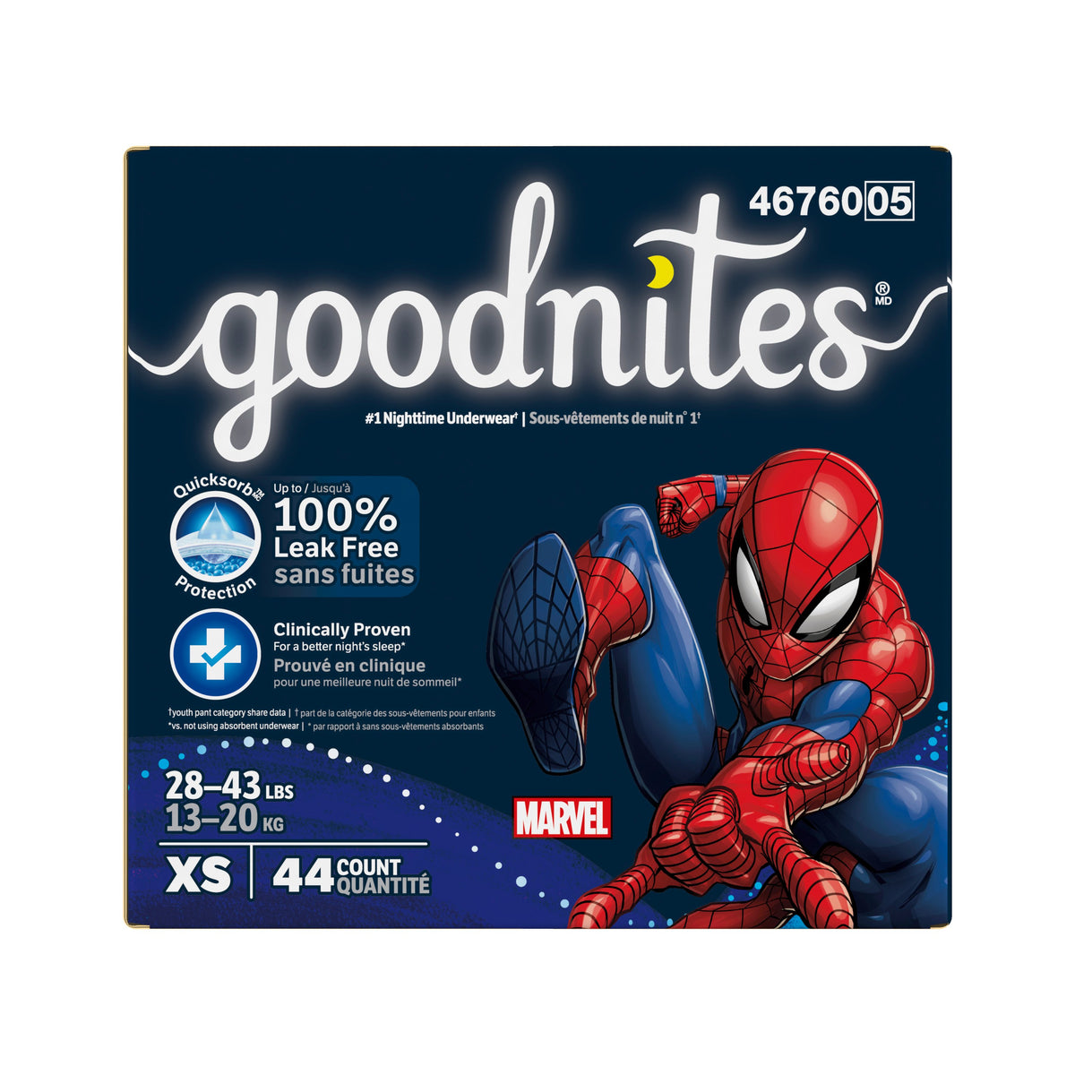 Goodnites Youth Pants for Boys X-Small, Giga Pack