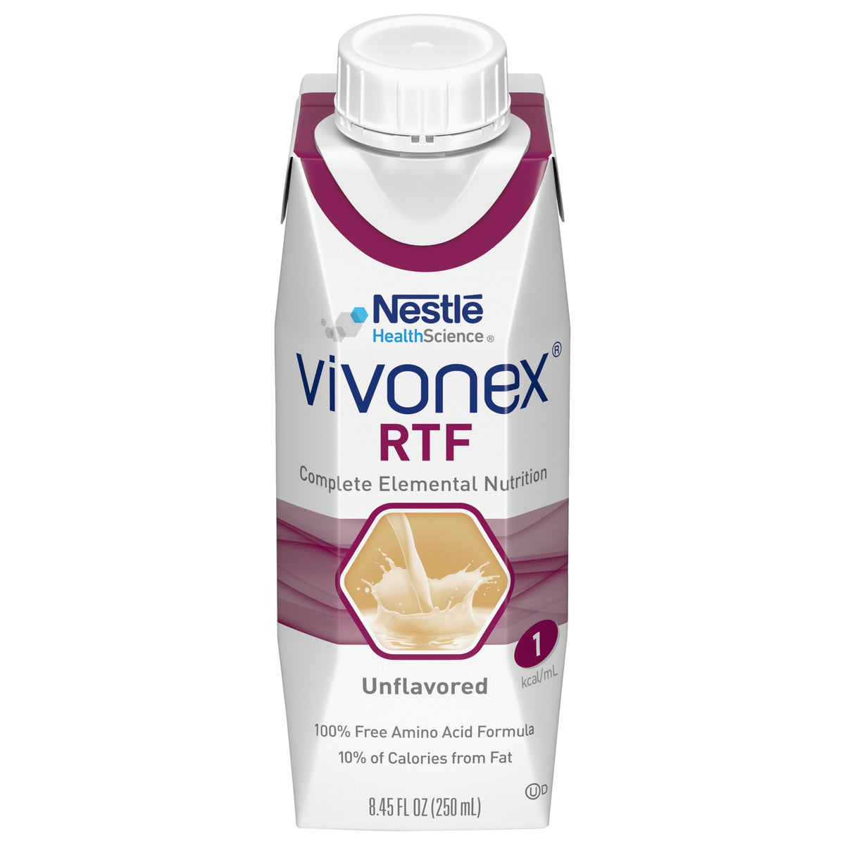 Nestle Healthcare Nutrition Vivonex RTF Elemental Diet ready-to-feed Unflavored Liquid 250mL Can, 250kCal, Lactose-free, Gluten-free