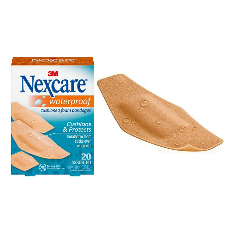 3M Nexcare Waterproof Cushioned Foam Bandage, Assorted, Tan