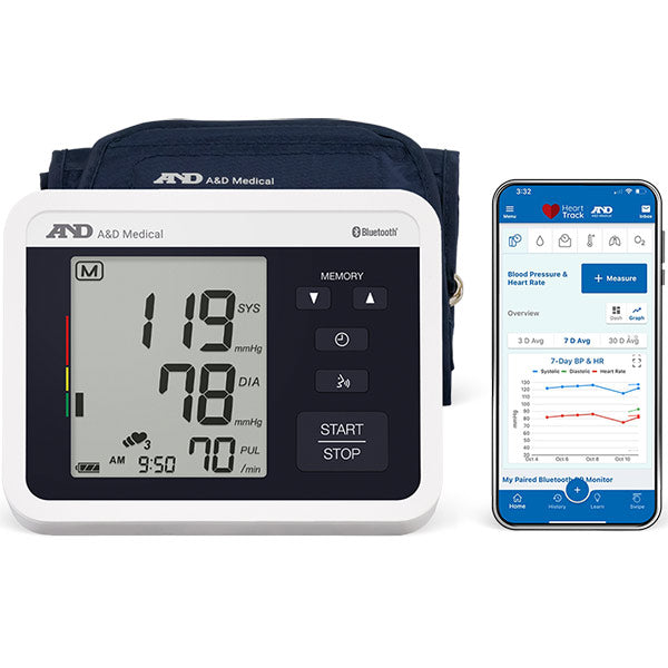 A&D Medical Voice Guided Bluetooth Wide Range Cuff Blood Pressure Monitor, 8.6"-16.5”