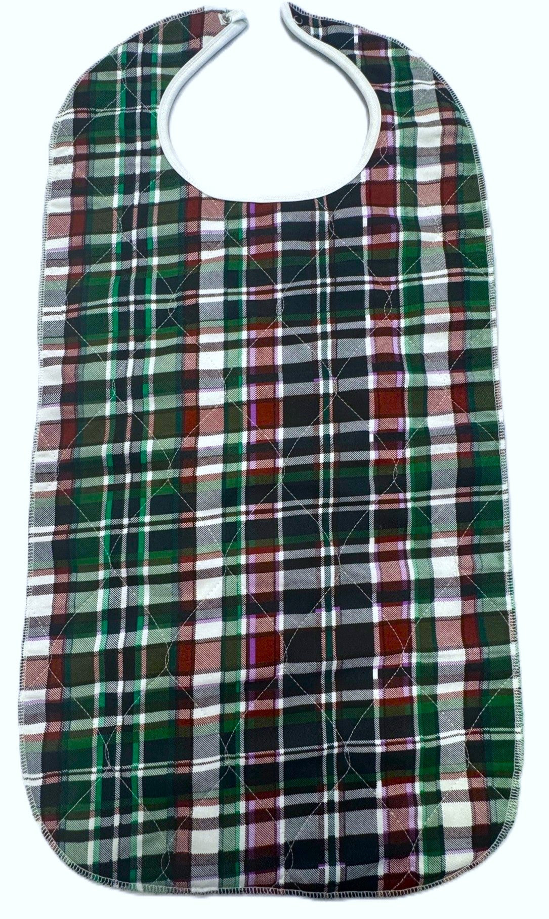 Beck's Classic Resuable Cotton/Polyester Snap Closure Bib, Quilted, Highland Blue Plaid, 18" x 34"