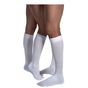 BSN Jobst Unisex ActiveWear Knee-High Extra Firm Compression Socks, Large Full Calf, Cool White