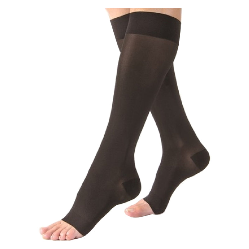 BSN Jobst UltraSheer Compression Stocking, 20 to 30mmHg, for Women, Knee-High, Open Toe, Large, Classic Black