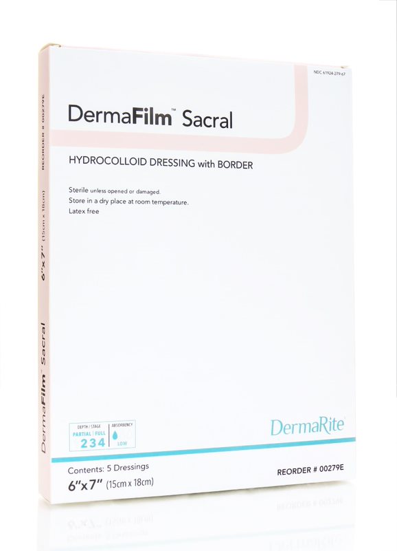 DermaFilm Hydrocolloid Dressing, Sacral, 6" x 7"