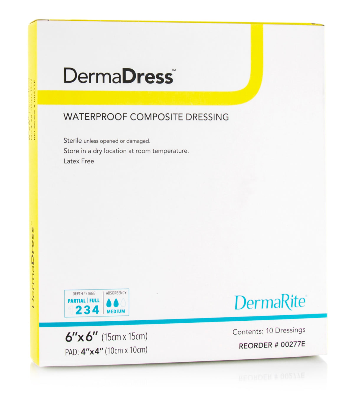 Dermarite DermaDress Waterproof Composite Wound Dressing 6" x 6" Square, Non- woven, Low Adherent, Sterile