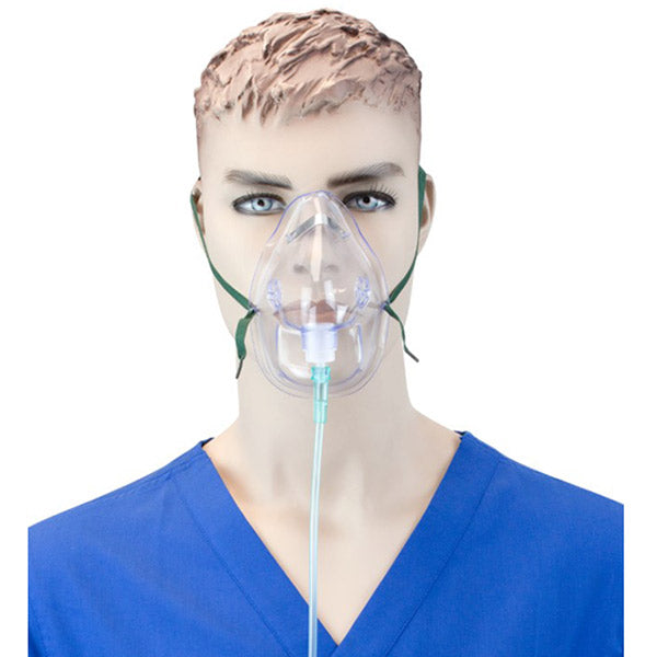 Dynarex Elongated Oxygen Mask with 7ft Tubing and Standard Connectory, Medium Concentration, Adult