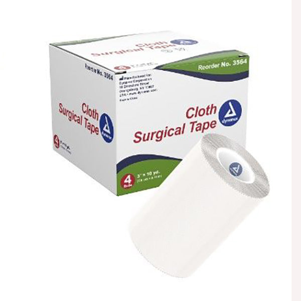 Dynarex Hypoallergenic Cloth Surgical Tape 3" x 10 yds, Durable Skin Adhesion, Latex-free