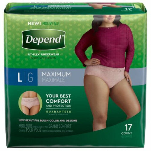 Depend Fit-Flex Pull-Up Underwear for Women Maximum Absorption Large
