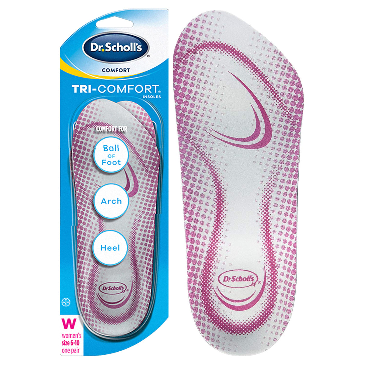 Emerson Dr. Scholl's Comfort Tri-Comfort Shoe Insoles, Female, Size 6 to 10