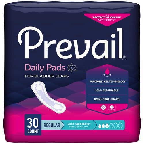 First Quality Prevail Bladder Control Pad, Light Absorbency, 9.25''