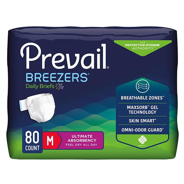 Prevail Breezers Briefs, Size Medium - 32" - 44"