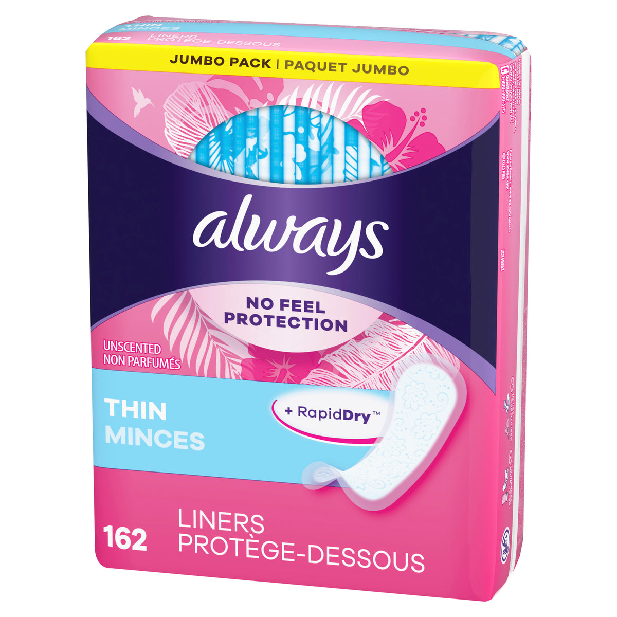 Always Thin Daily Panty Liners, Light Absorbency, Unscented, 162 Count