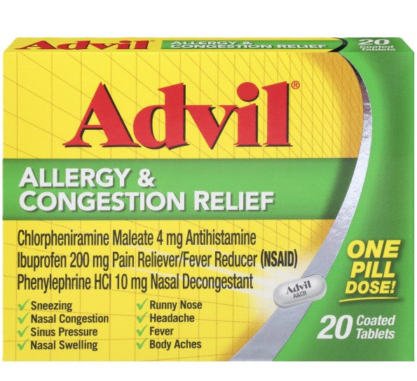 Haleon Advil Allergy Congestion Relief Tablets, 20 ct