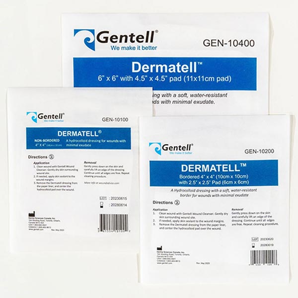Gentell Dermatell Hydrocolloid Sacral Dressing, 6" x 7"
