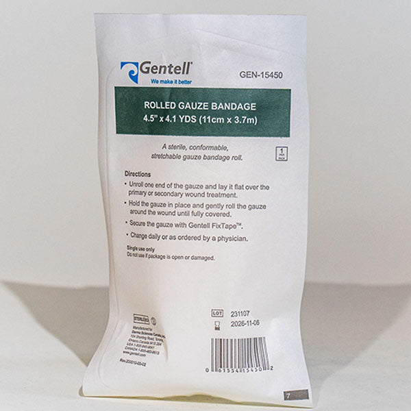 Gentell Rolled Gauze, 4.5" x 4.1 yd