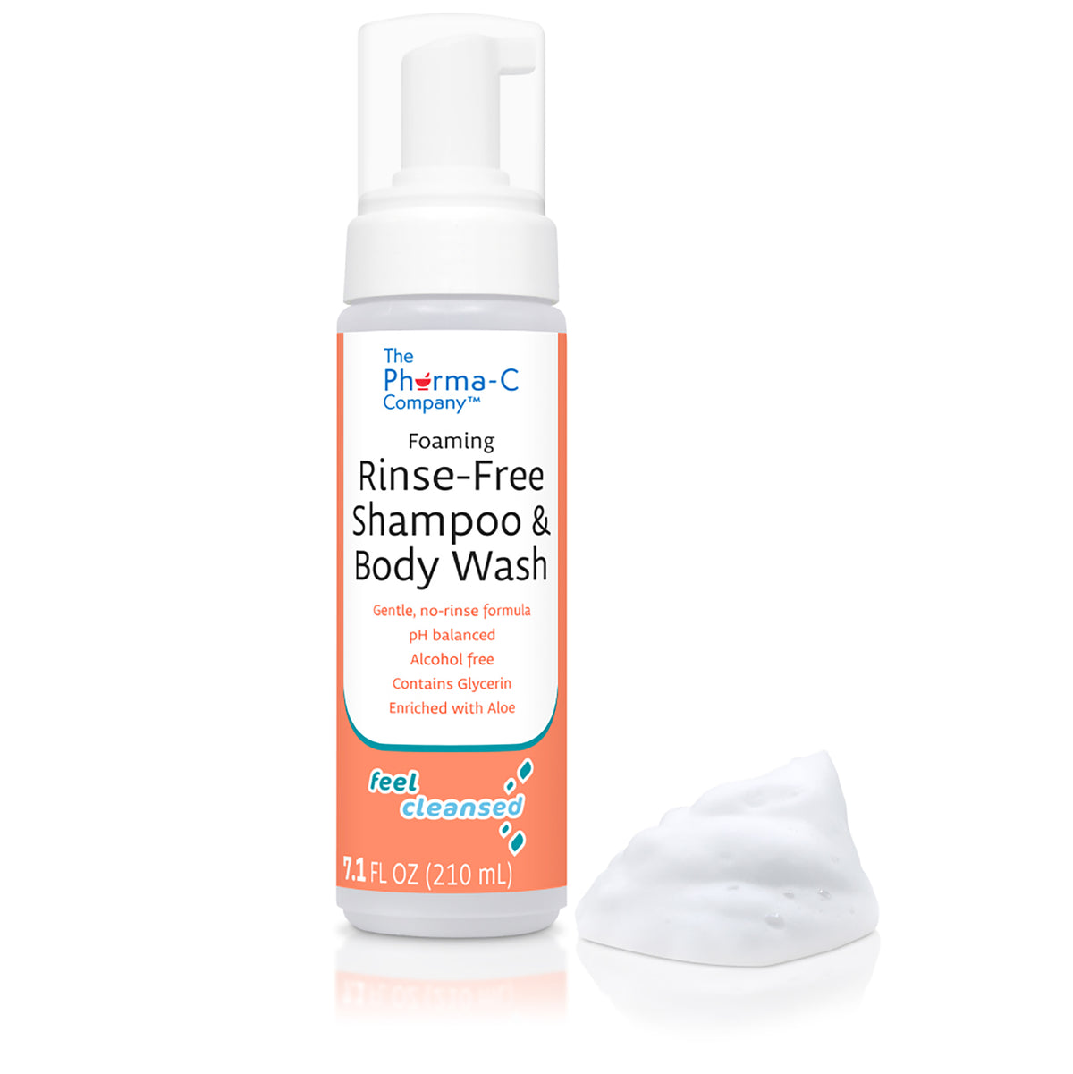 The Pharma-C Company Rinse-Free Shampoo and Body Wash, Fresh Scent,7.1 fl oz