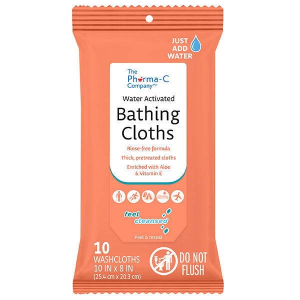 Kleen Test Products Pharma-C-Wipes Water Activated Bathing Cloth, Rinse-Free, 10in x 8in
