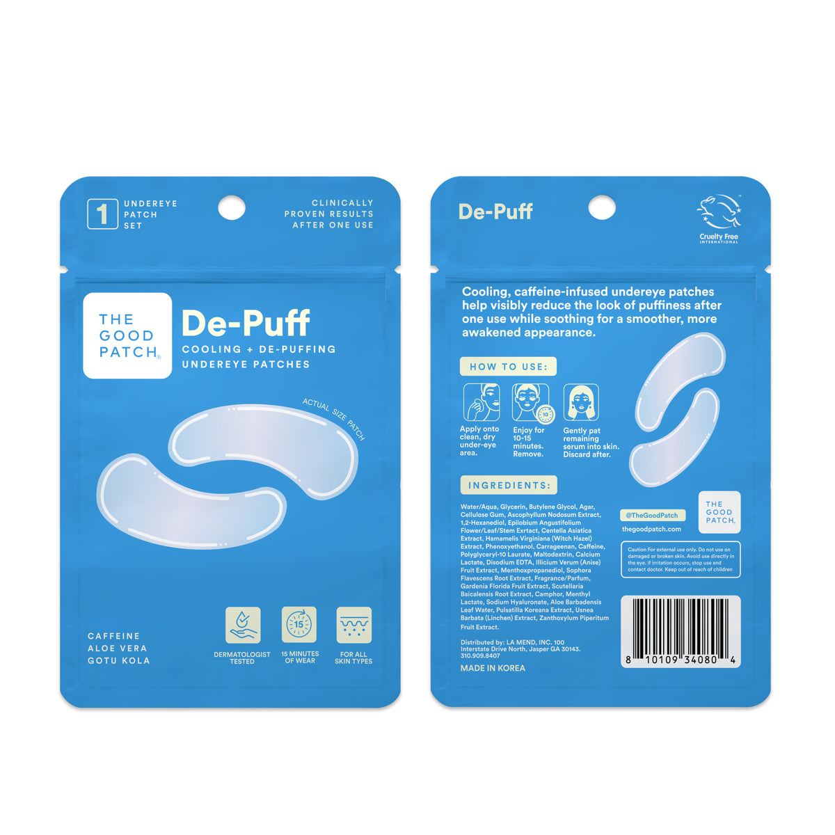 The Good Patch De-Puff Undereye Hydrogels, 1 set