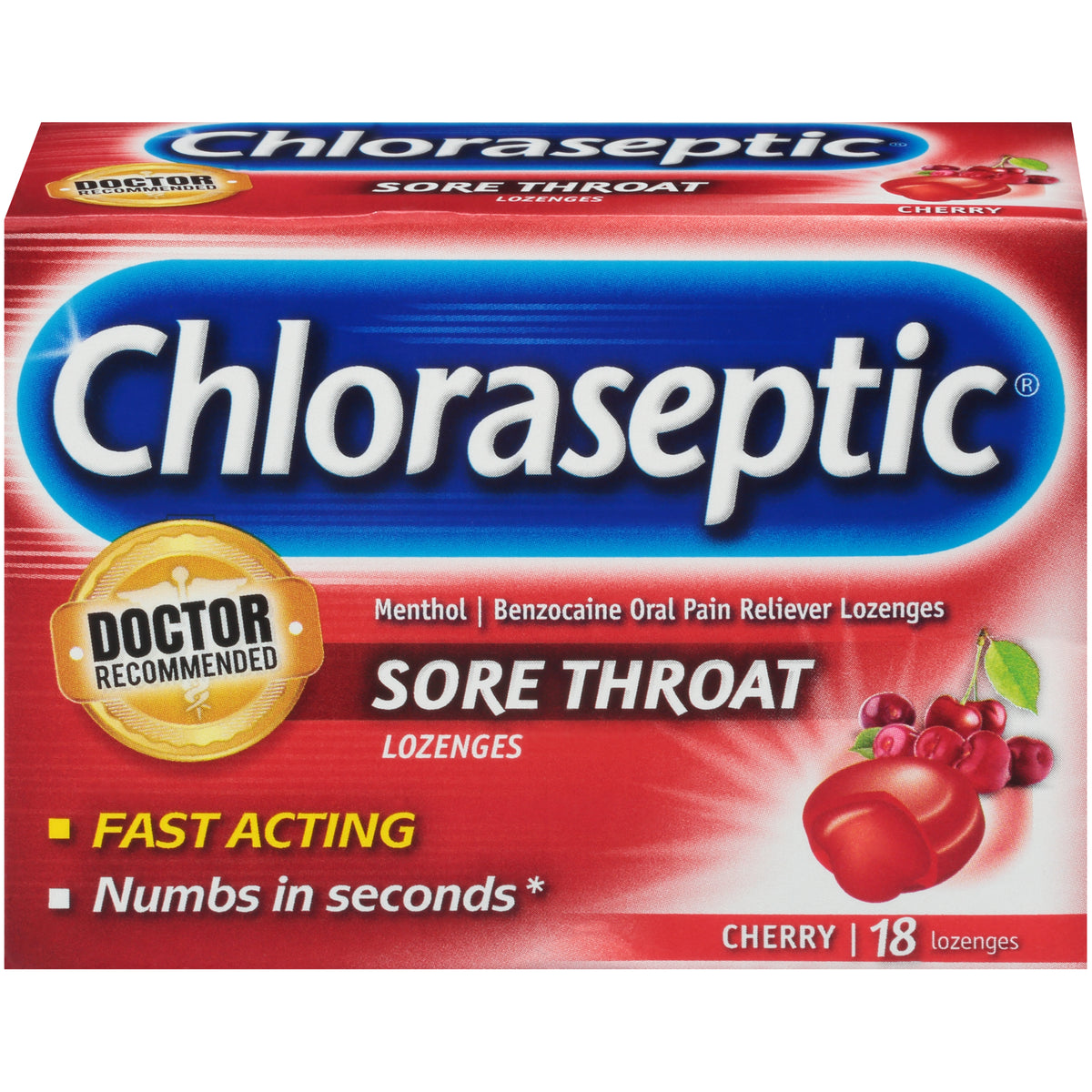 Chloraseptic Sore Throat Lozenge, Cherry, 18 ct