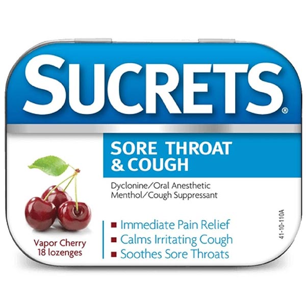 Sucrets Vapor Cherry Sore Throat and Cough Lozenges, 18 ct.