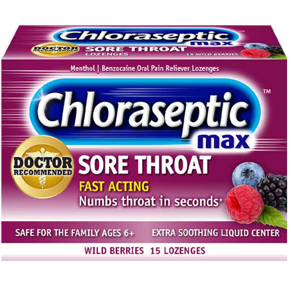 Chloraseptic Max, Wild Berries, Sore Throat Lozenges, 15 ct.