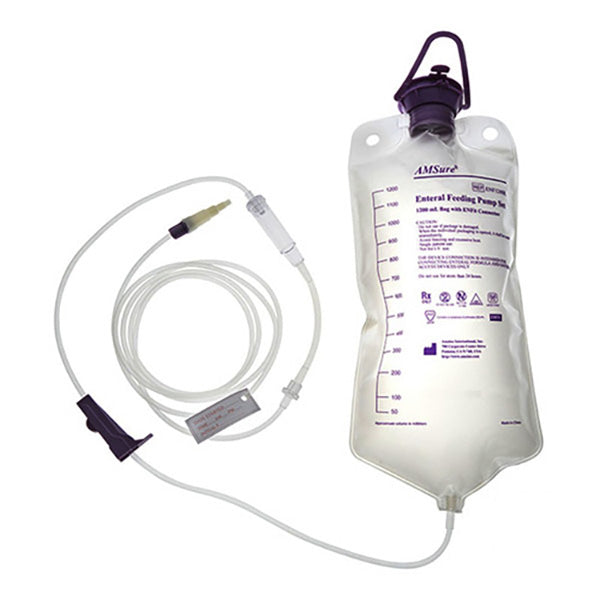 AMSure Enteral Feeding Gravity Set, 1200mL Bag, Standard Bore Tubing, With ENFit Connector