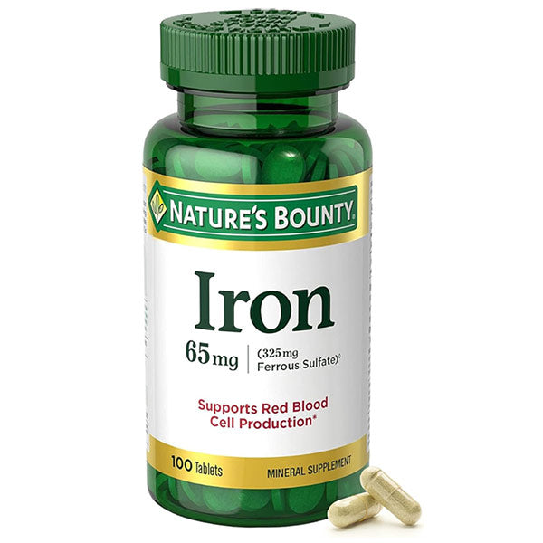 Nature's Bounty Iron Tablets, 65mg, 325mg Ferrous Sulfate, 100 ct