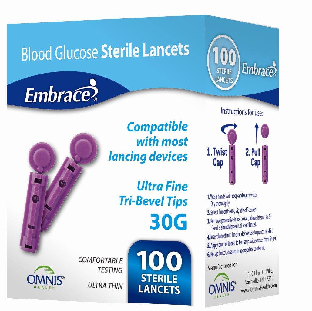 Omnis Health Embrace Ultra Fine Lancets 30G