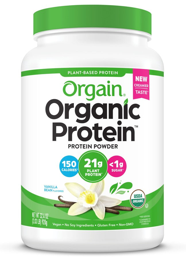 Orgain Plant Based Organic Protein Powder, Sweet Vanilla Bean, 32.4 oz Container